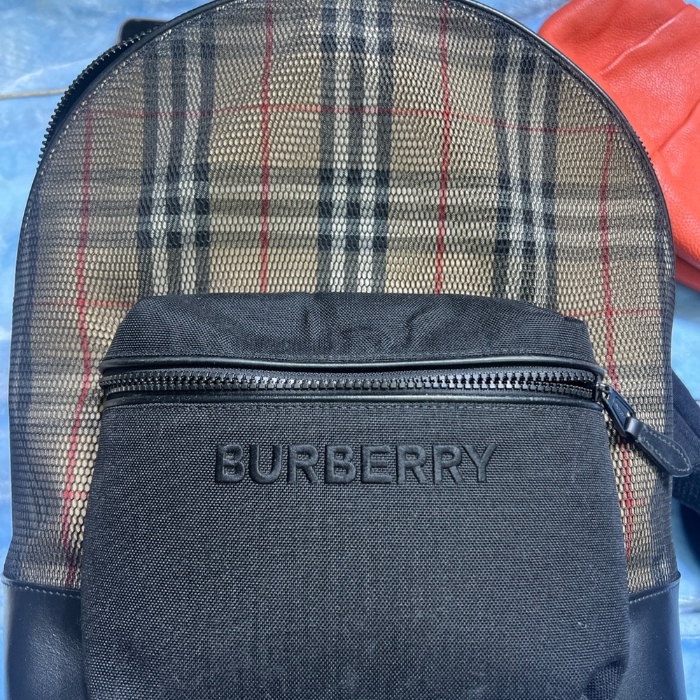 Burberry Checkered Black Backpack - image 1